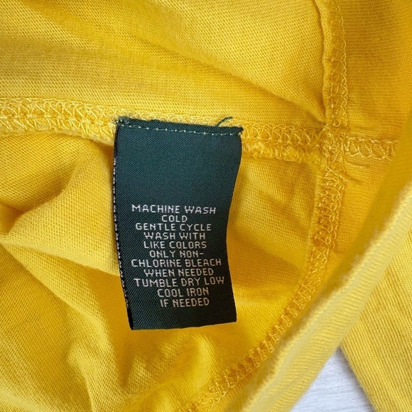 LRL Lauren Ralph Lauren Long Sleeve V-Neck Yellow Cotton Shirt Size Medium - Picture 8 of 10